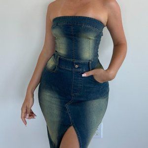 Stretchy Vintage Style Denim Dress